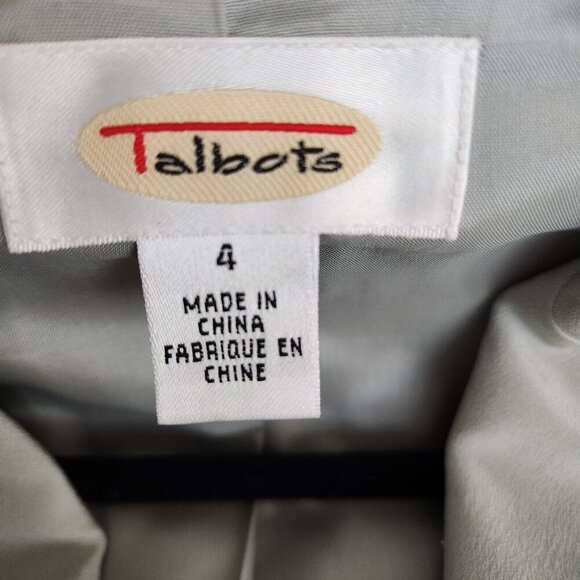 Talbots Pure Silk Blazer Jacket Women's 4 Gray Blue Business Casual‎ Elegant - Picture 2 of 16
